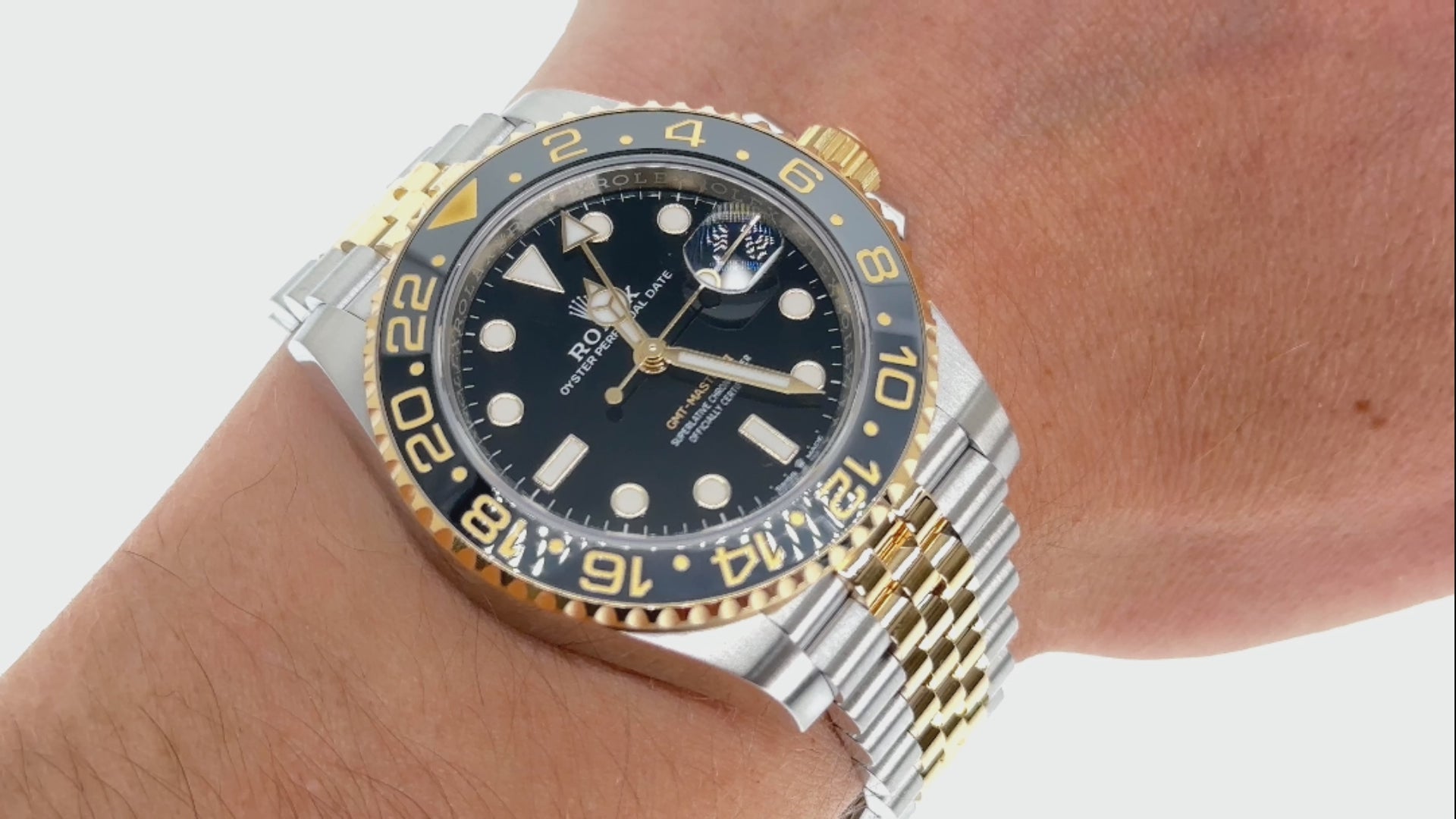 Rolex GMT-Master II 40MM 126713GRNR Zombie Black Dial Black Ceramic Bezel Two Tone Yellow Gold Jubilee Bracelet