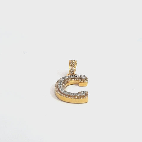 CHR1556AY-C $6,500.00 14KY 0.70CTW DIAMOND 3D TWO TONE LETTER PENDANT - C__2024-04-10-13-03-53.mp4