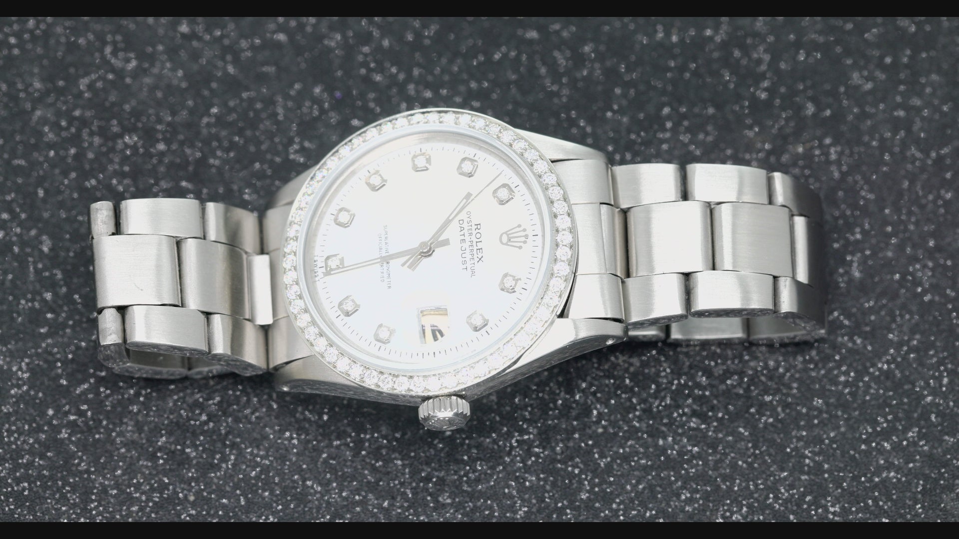 Rolex Datejust 36MM 1601 White Diamond Dial Diamond Bezel Stainless Steel Oyster Bracelet