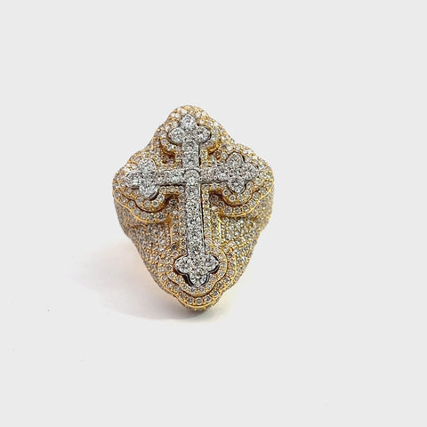 MRG4346Y $41,990.00 14KY+W 6.65CTW DIAMOND 3D FLEUR DE 7 PAVE SHE CROSS RUNS. What214KY+W 6.66CTW DIAMOND 3D FLEUR DE #SLIS MENS CROSS RING. PAVE SHANK__2024-04-09-11-51-25.mp4