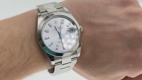 Rolex Datejust 126300 41MM Ice Blue Baguette Diamond Dial With Stainless Steel Oyster Bracelet