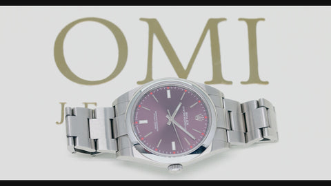 ROLEX OYSTER PERPETUAL 114300 39MM RED GRAPE DIAL WITH STAINLESS STEEL OYSTER BRACELET