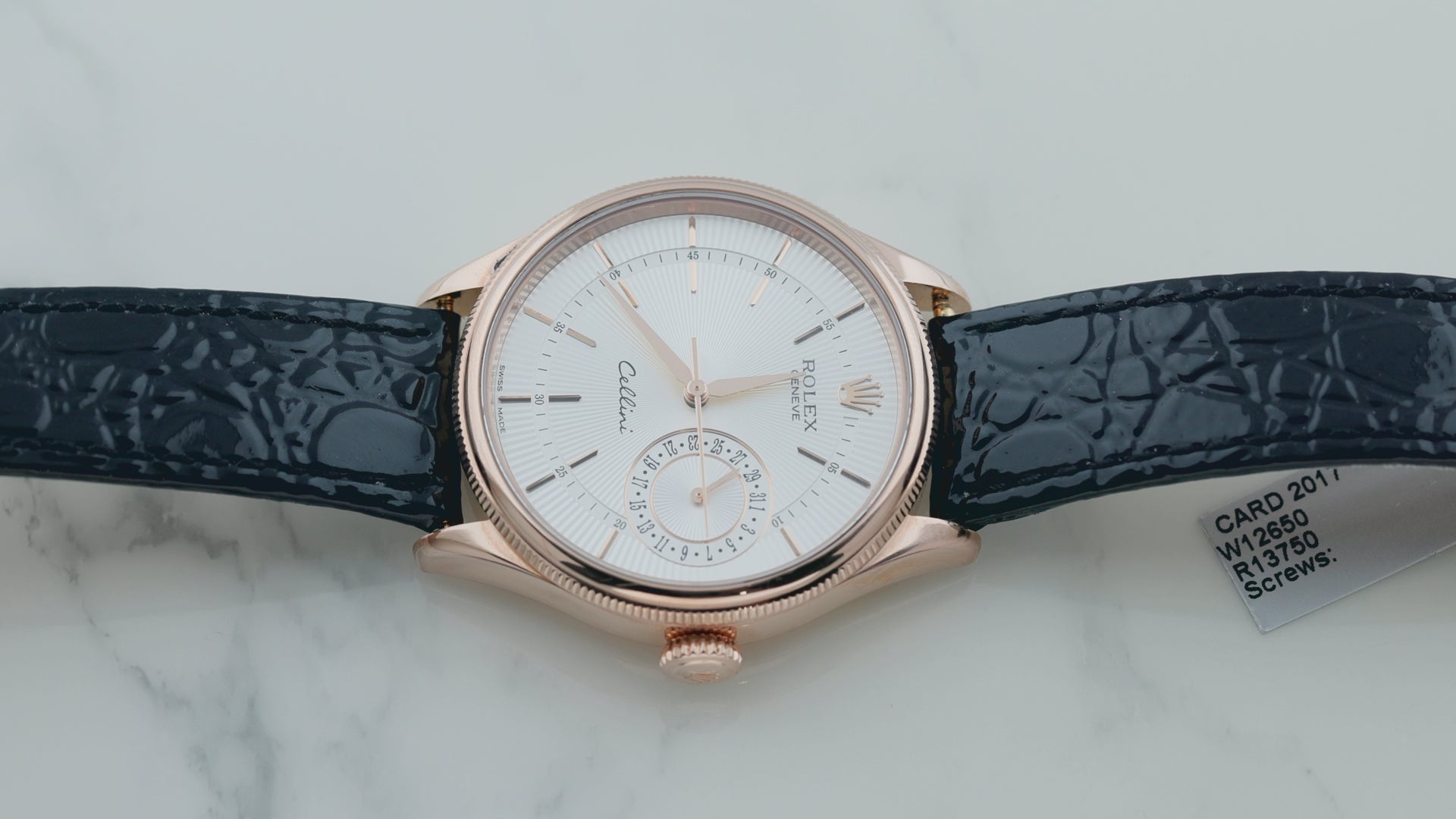 Rolex Oyster Perpetual 39MM 50515 Silver Dial Smooth Bezel Black Alligator Leather Strap