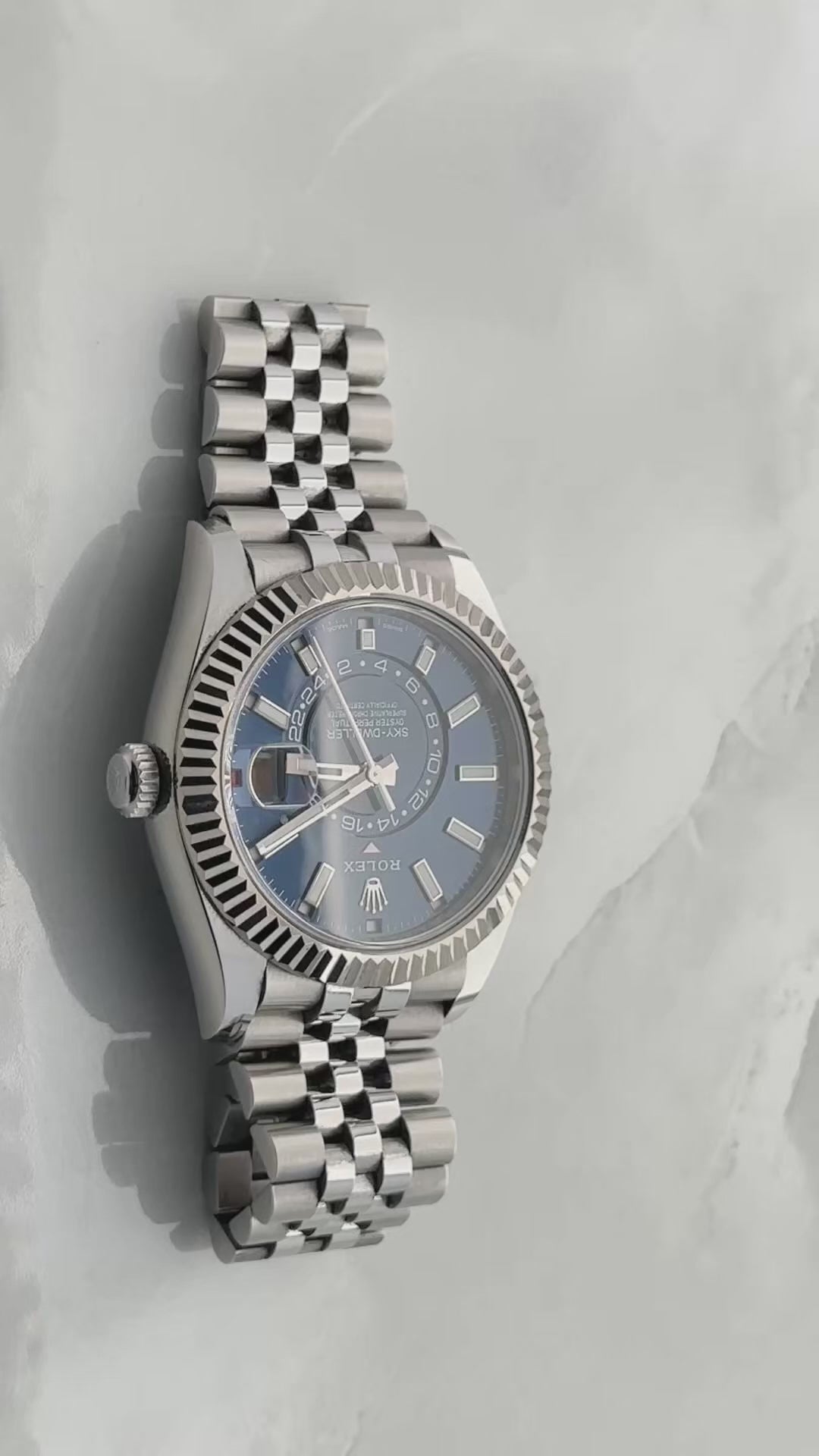 Rolex Sky-Dweller 42MM 336934 Blue Dial Fluted Bezel Stainless Steel Jubilee Bracelet