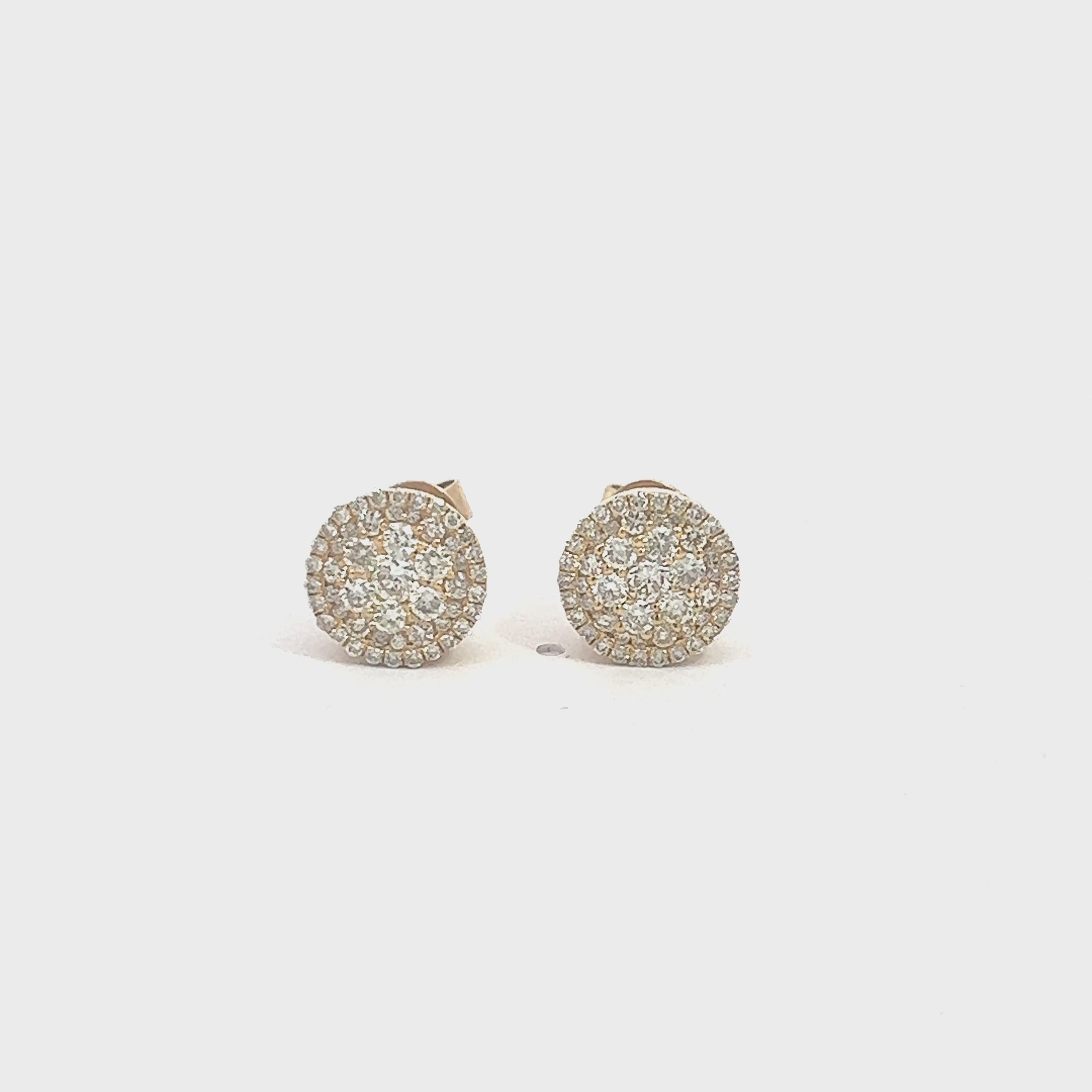 CL2421Y $7,990.00 14KY 1.00 CTW DIAMOND ROUND CLUSTER EARRINGS - SINGLE ROW BORDER__2024-04-17-16-15-29.mp4
