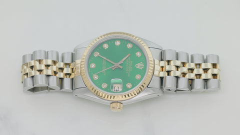 Rolex Datejust 6827 31MM Green Diamond Dial With Two Tone Jubilee Bracelet