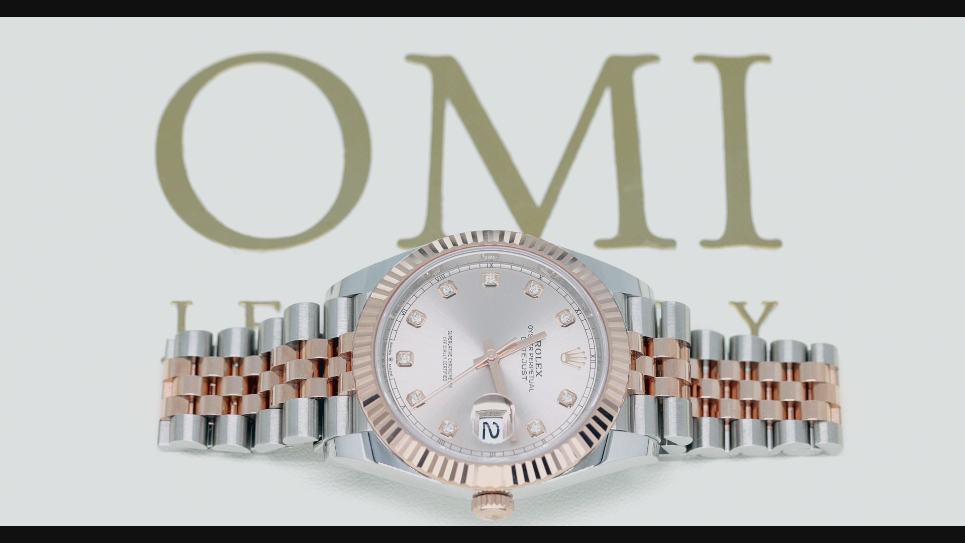 Rolex Datejust 41MM 126331 Sundust Diamond Dial Fluted Bezel Two Tone Rose Gold Jubilee Bracelet