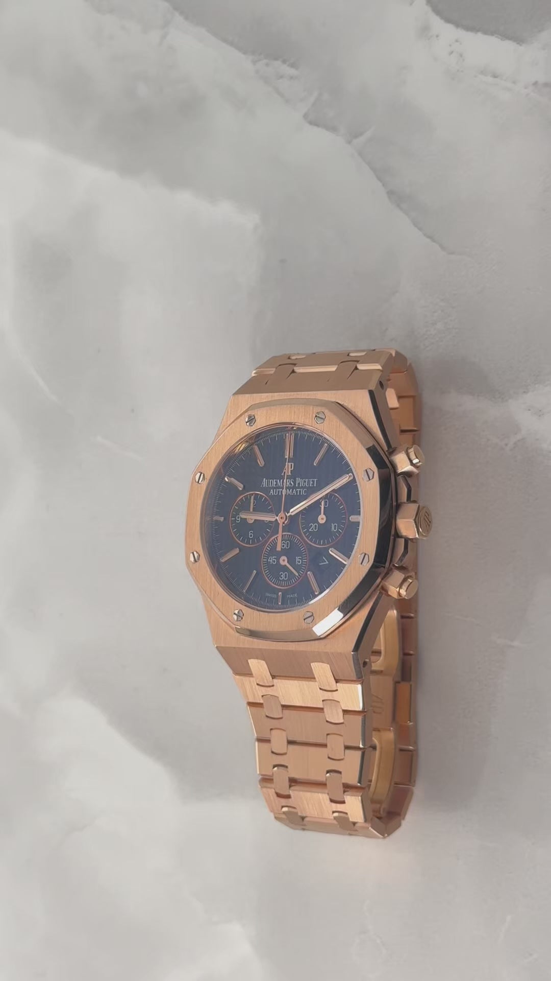Audemars Piguet Royal Oak Chronograph Selfwinding 41MM 26240OR.OO.1320OR.06 Black Dial Rose Gold Bezel 18K Rose Gold Bracelet