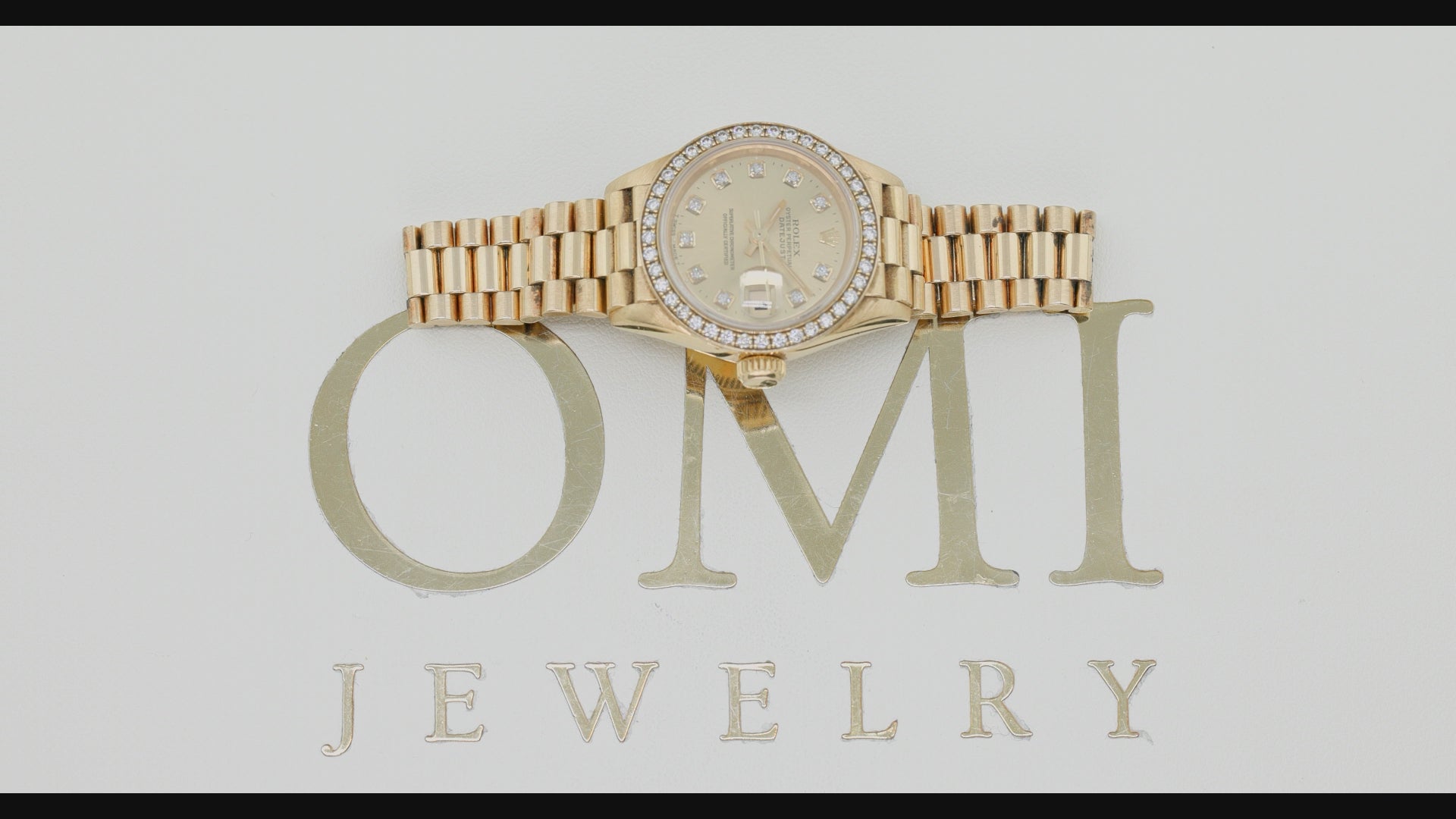 Rolex Datejust 26MM 69178 Champagne Diamond Dial Diamond Bezel 18K Yellow Gold President Bracelet