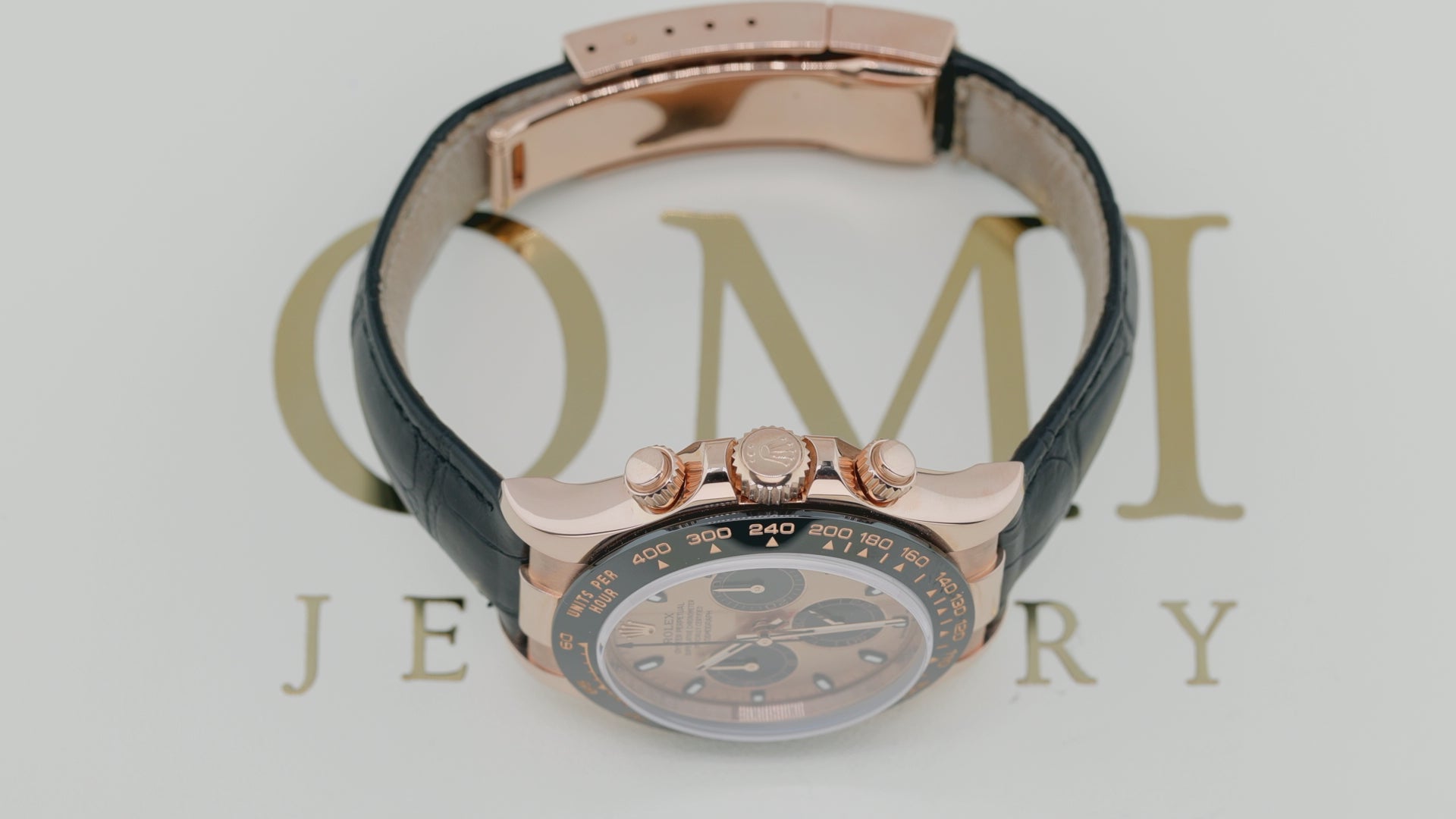 Rolex Cosmograph Daytona 40MM 116515LN Champagne Dial Black Ceramic Tachymeter Bezel Black Oysterflex Strap