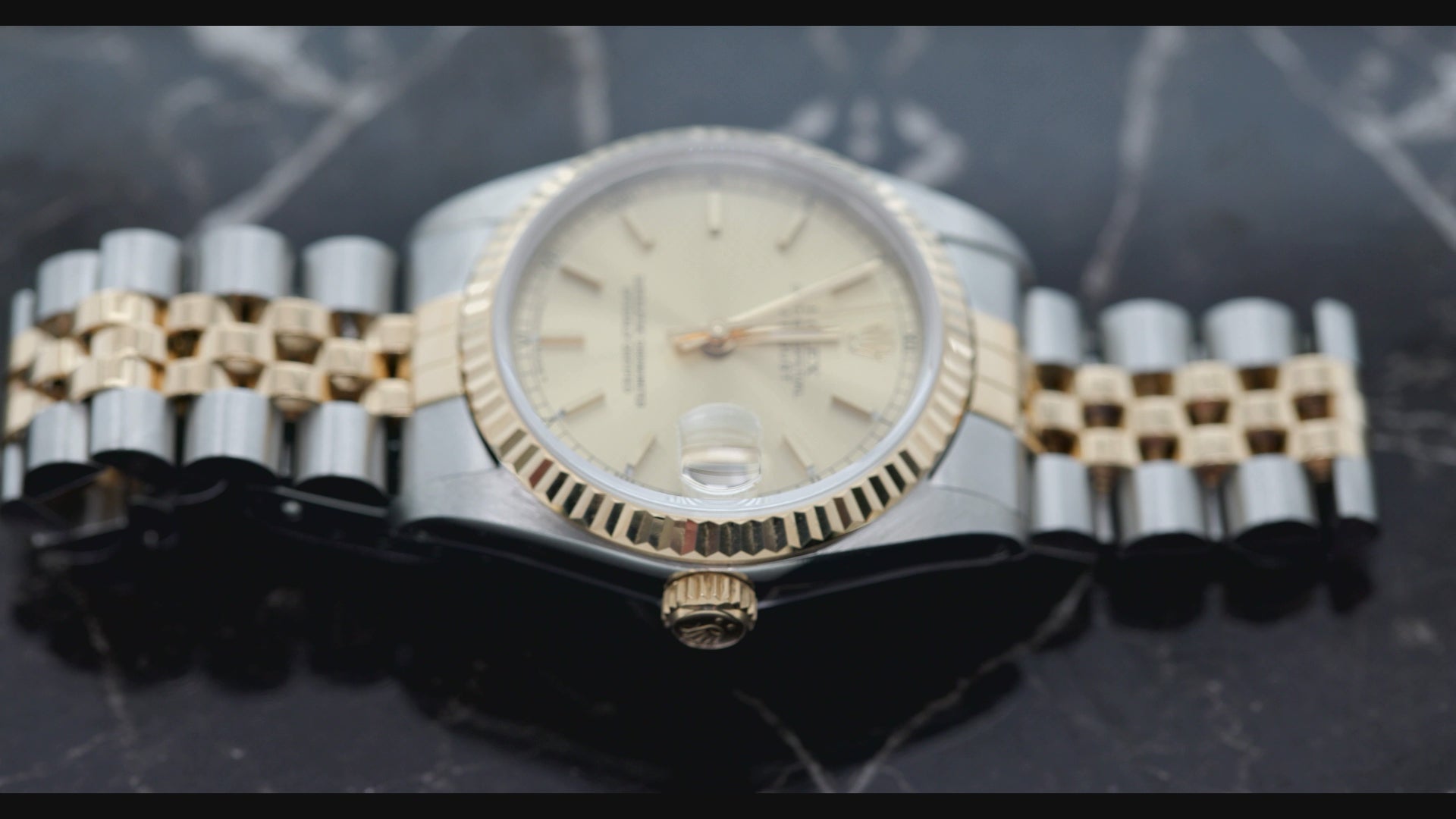 Rolex Datejust 31MM 68273 Champagne Dial Fluted Bezel Two Tone Yellow Gold Jubilee Bracelet