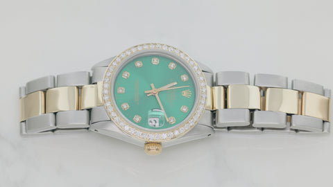 Rolex Datejust 6824 31MM Green Diamond Dial & Bezel With Two Tone Oyster Bracelet