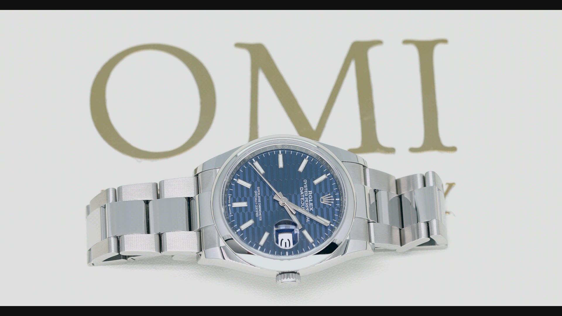 Rolex Datejust 36MM 126200 Blue Motif Dial Smooth Bezel Stainless Steel Oyster Bracelet