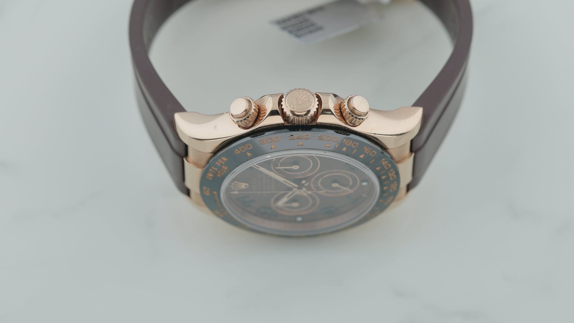 Rolex Cosmograph Daytona 40MM 116515LN Chocolate Arabic Dial Black Ceramic Tachymeter Bezel Brown Rubber Strap