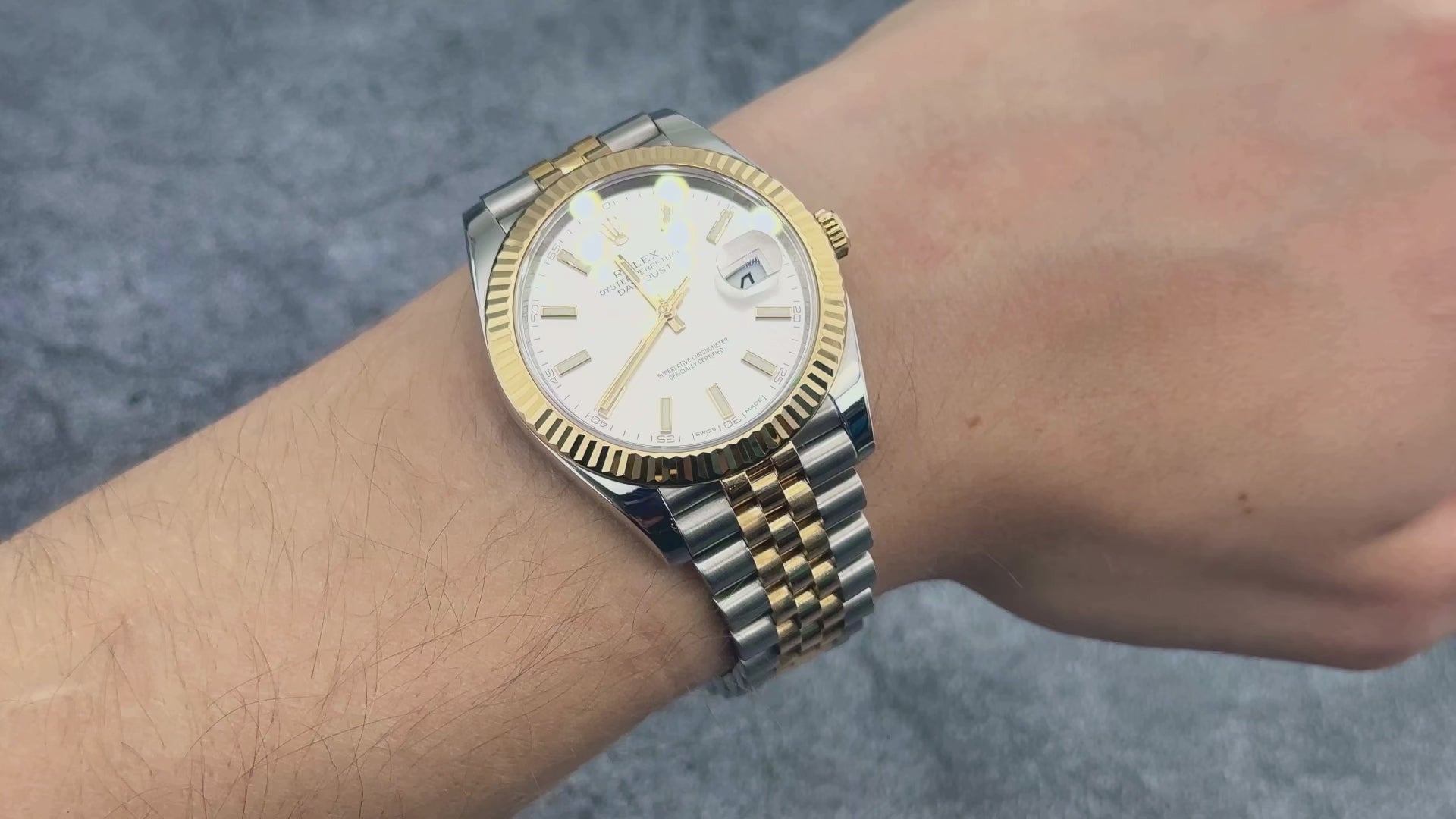 Rolex Datejust 41MM 126333 Silver Dial Fluted Bezel Two Tone Yellow Gold Jubilee Bracelet