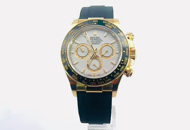 ROLEX DAYTONA 40MM 126518LN WHITE PANDA DIAL OYSTERFLEX STRAP YELLOW GOLD