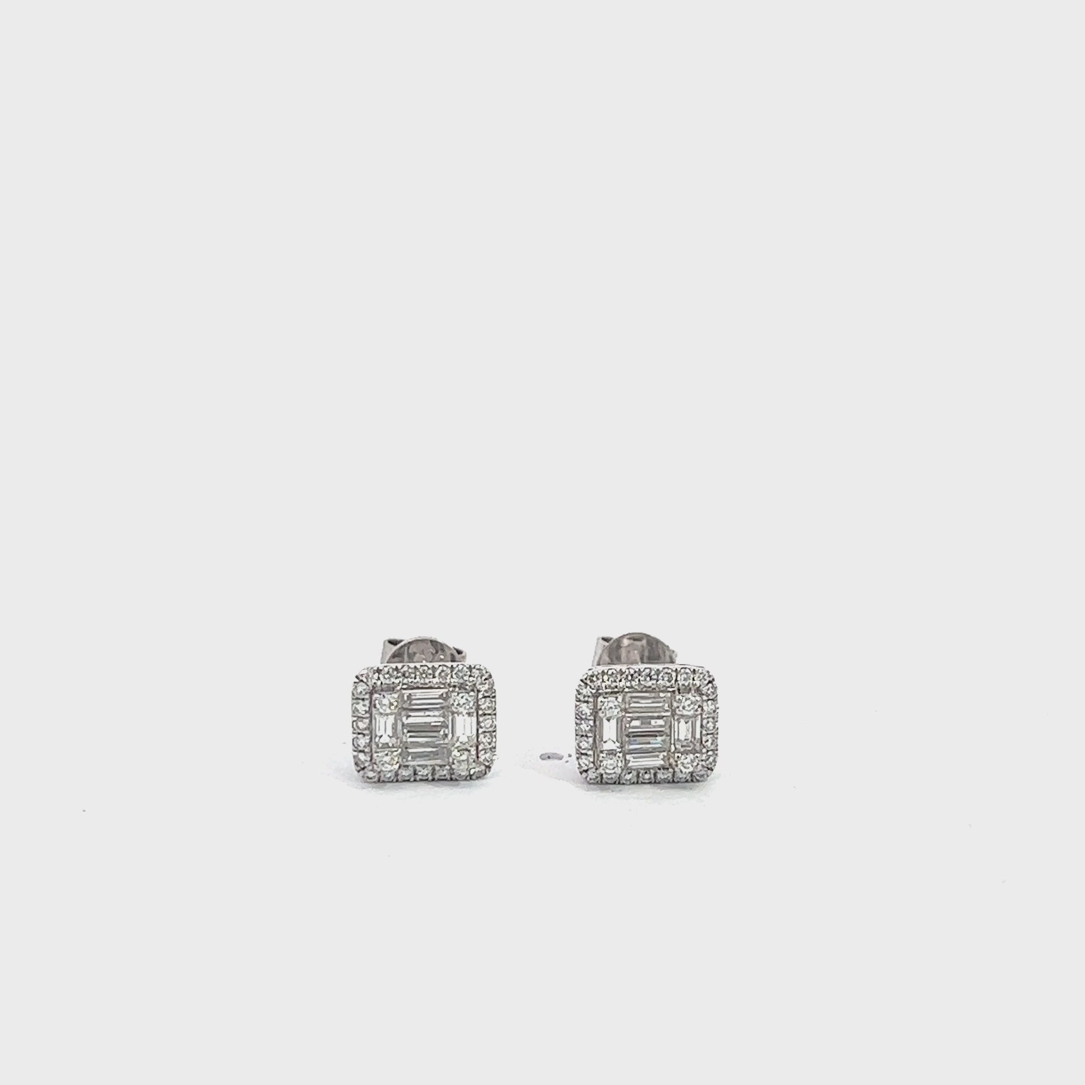 PC2170W $8,990.00 14 KW 0.85CTW BAGUETTE DIAMOND RECTANGLE CLUSTER EARRING STUDS. SINGLE ROW BORDER. WS DIAMONDS__2024-04-18-10-43-27.mp4