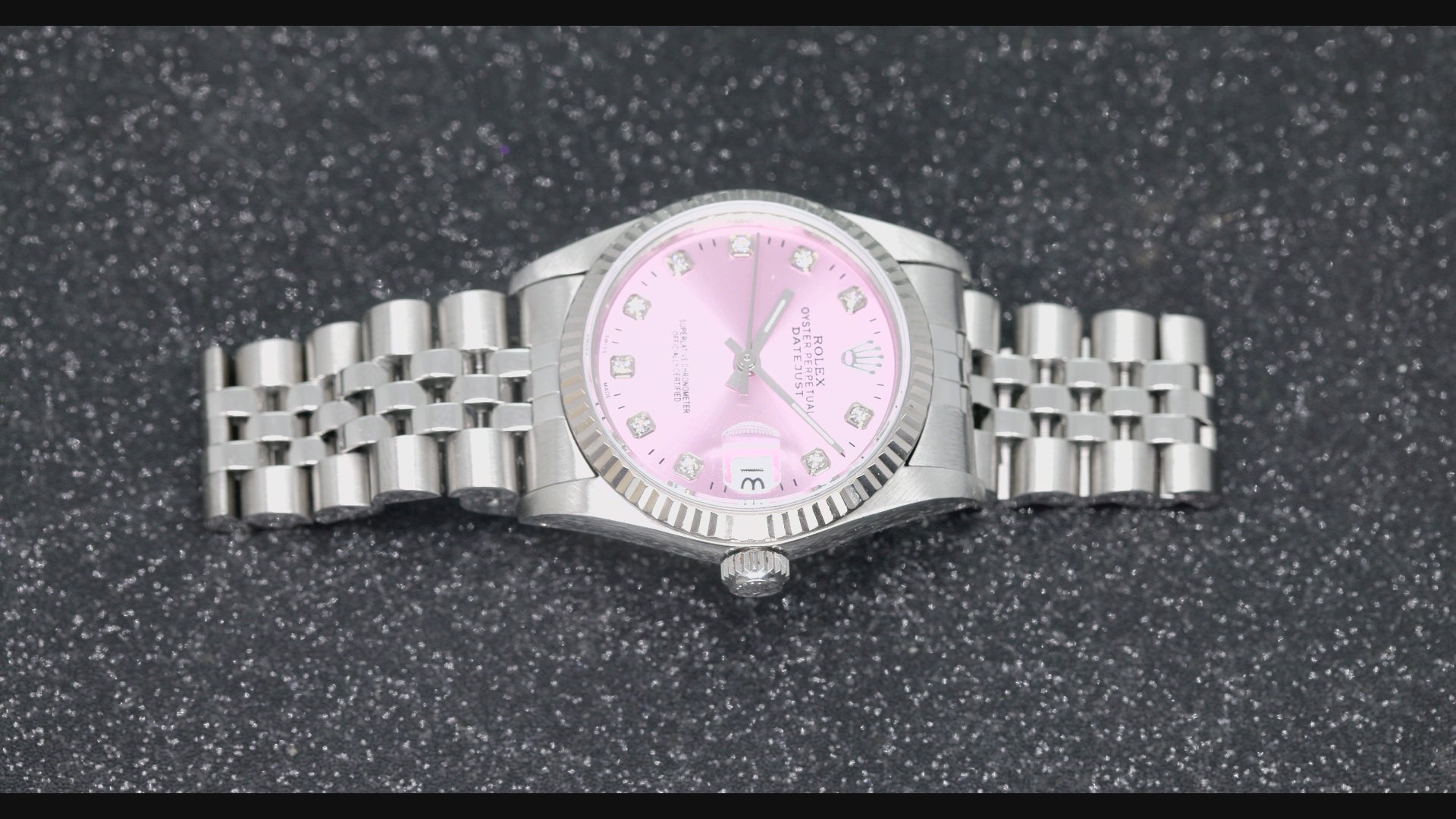 Rolex Datejust 31MM 78274 Purple Diamond Dial Fluted Bezel Stainless Steel Jubilee Bracelet