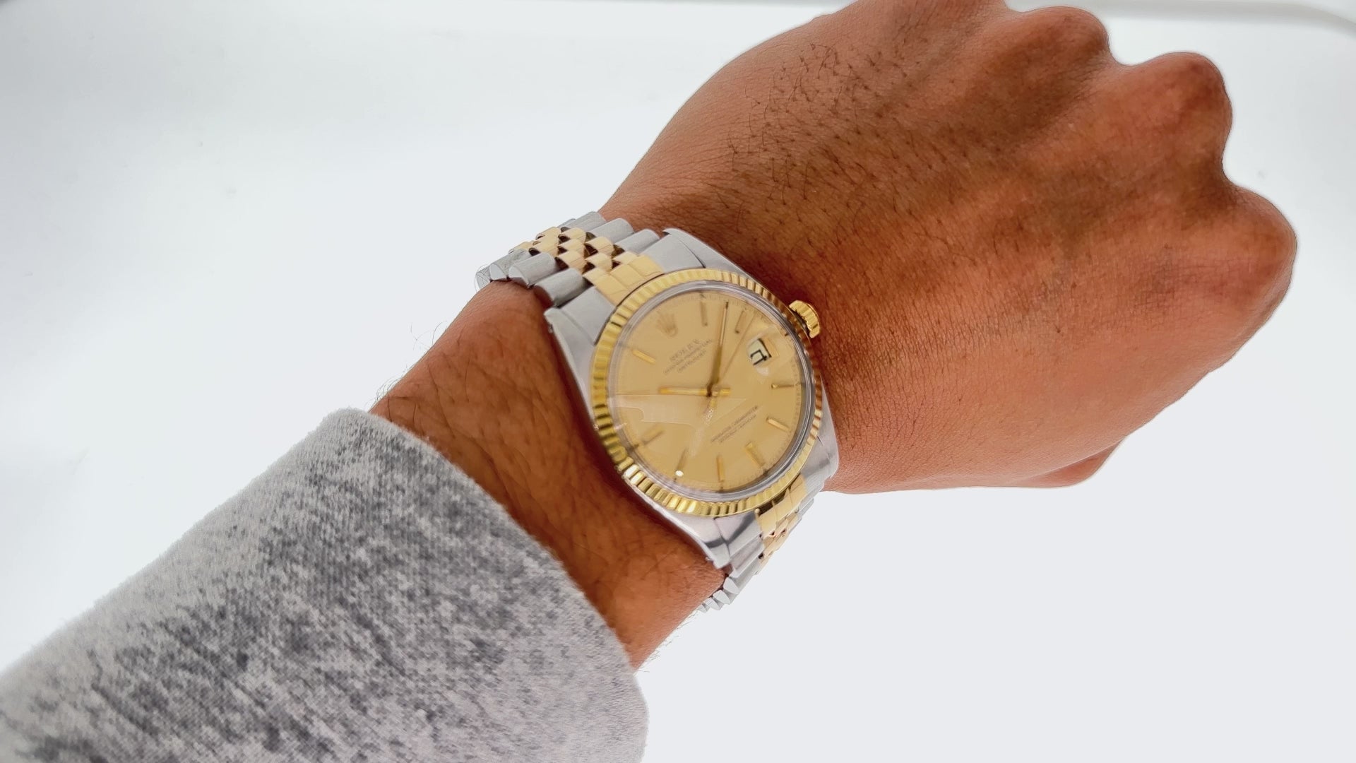 Rolex Datejust 36MM 1601 Champagne Dial Fluted Bezel Two Tone Yellow Gold Jubilee Bracelet