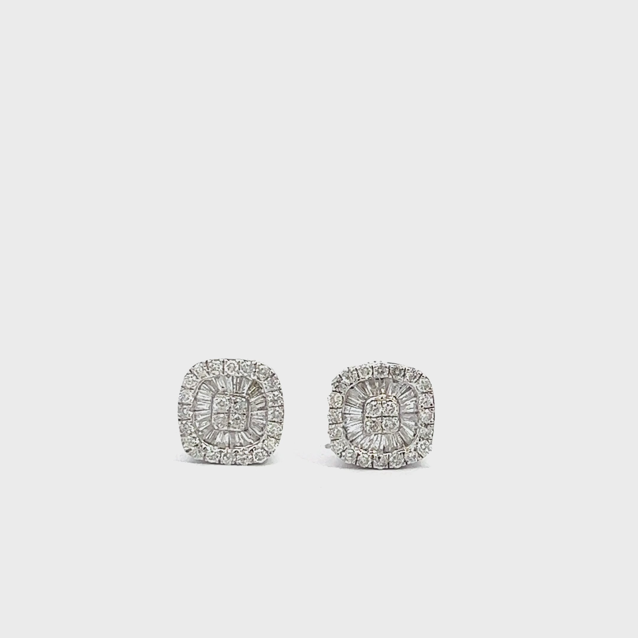 CL2432W $6,250.00 14KW 1.00CTW DIAMOND SQUARE CLUSTER EARRINGS SINGLE ROW BORDER BAGUETTE & ROUND DIAM aG'abCL2432W $6,250.00 14KW 1.00CTW DIAMOND SOUARE__2024-04-17-13-55-37.mp4
