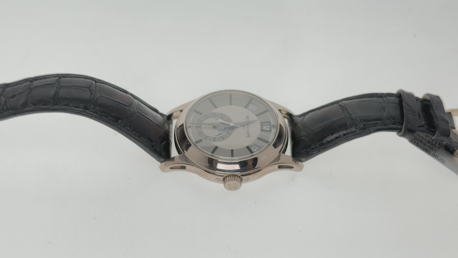 Patek Philippe Annual Calendar 5205G 40MM Rhodium And Silvery Gray Dial With Shiny Black Alligator Strap