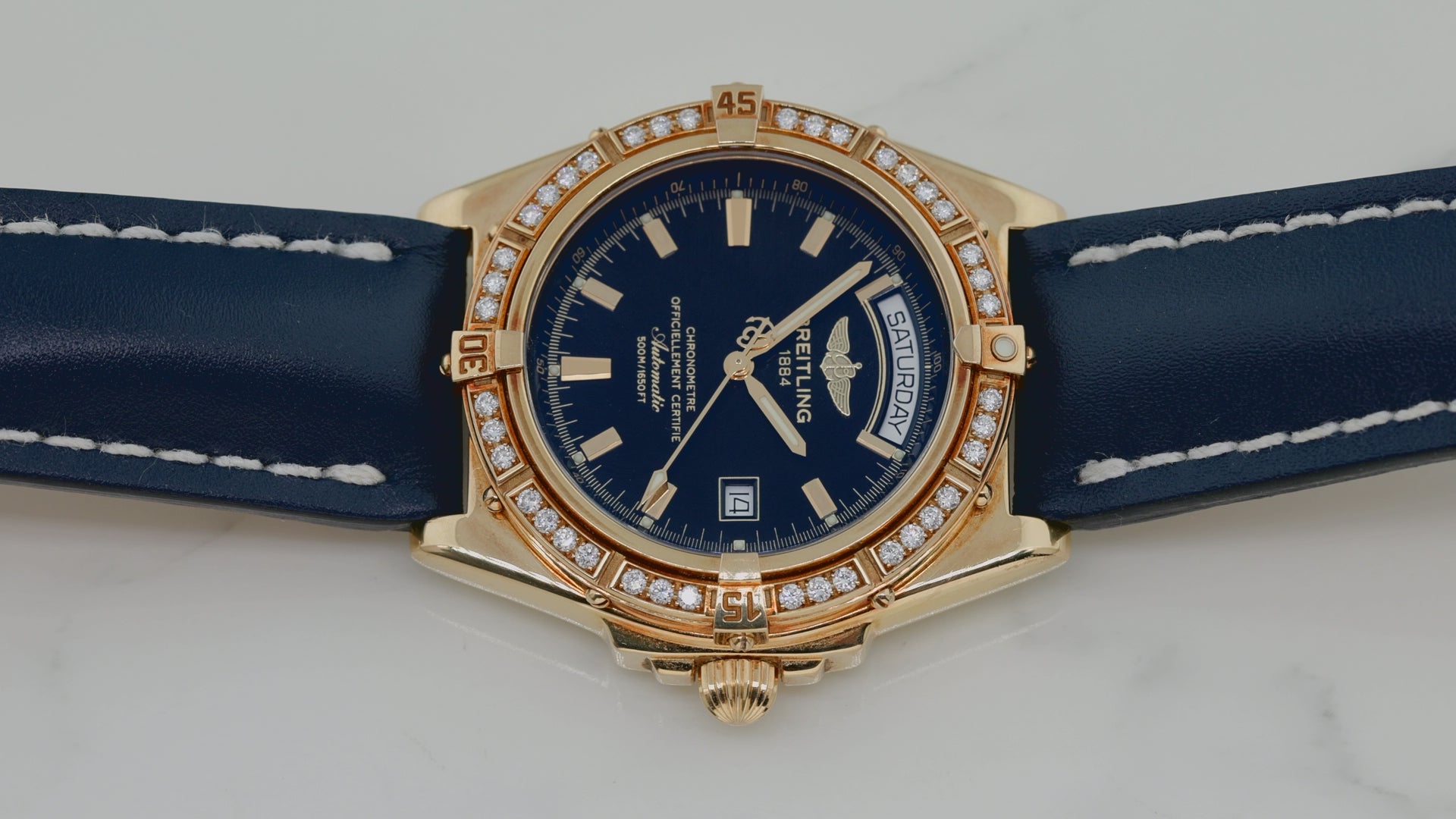 Breitling Windrider  K45355 43MM Black Dial With Leather Bracelet