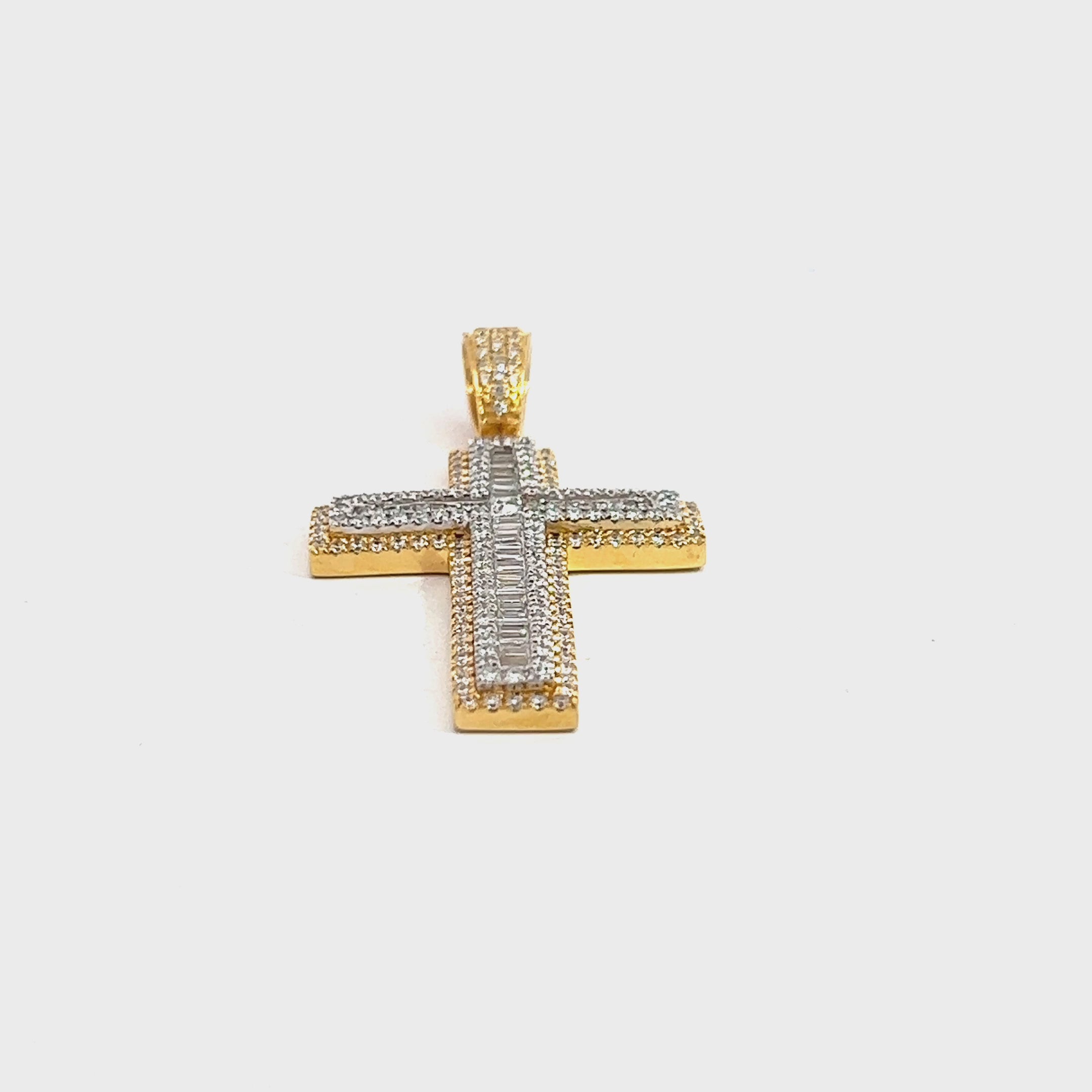 CR0583YW $25,990.00 14KY+W 2.75CTW BAGUETTE DIAMOND CROSS - RAISED WG BORDER__2024-04-11-10-25-37.mp4