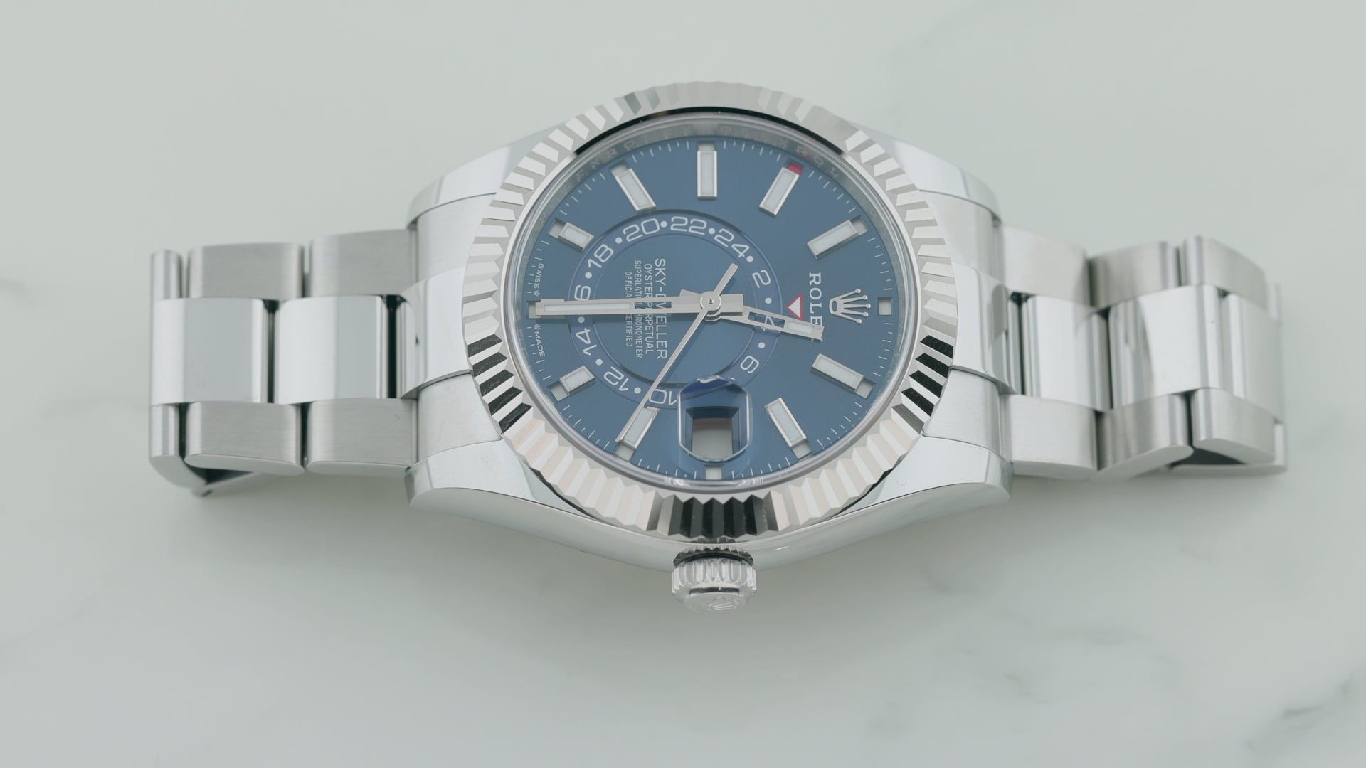 Rolex Sky-Dweller 42MM 336934 Blue Dial Fluted Bezel Stainless Steel Oyster Bracelet