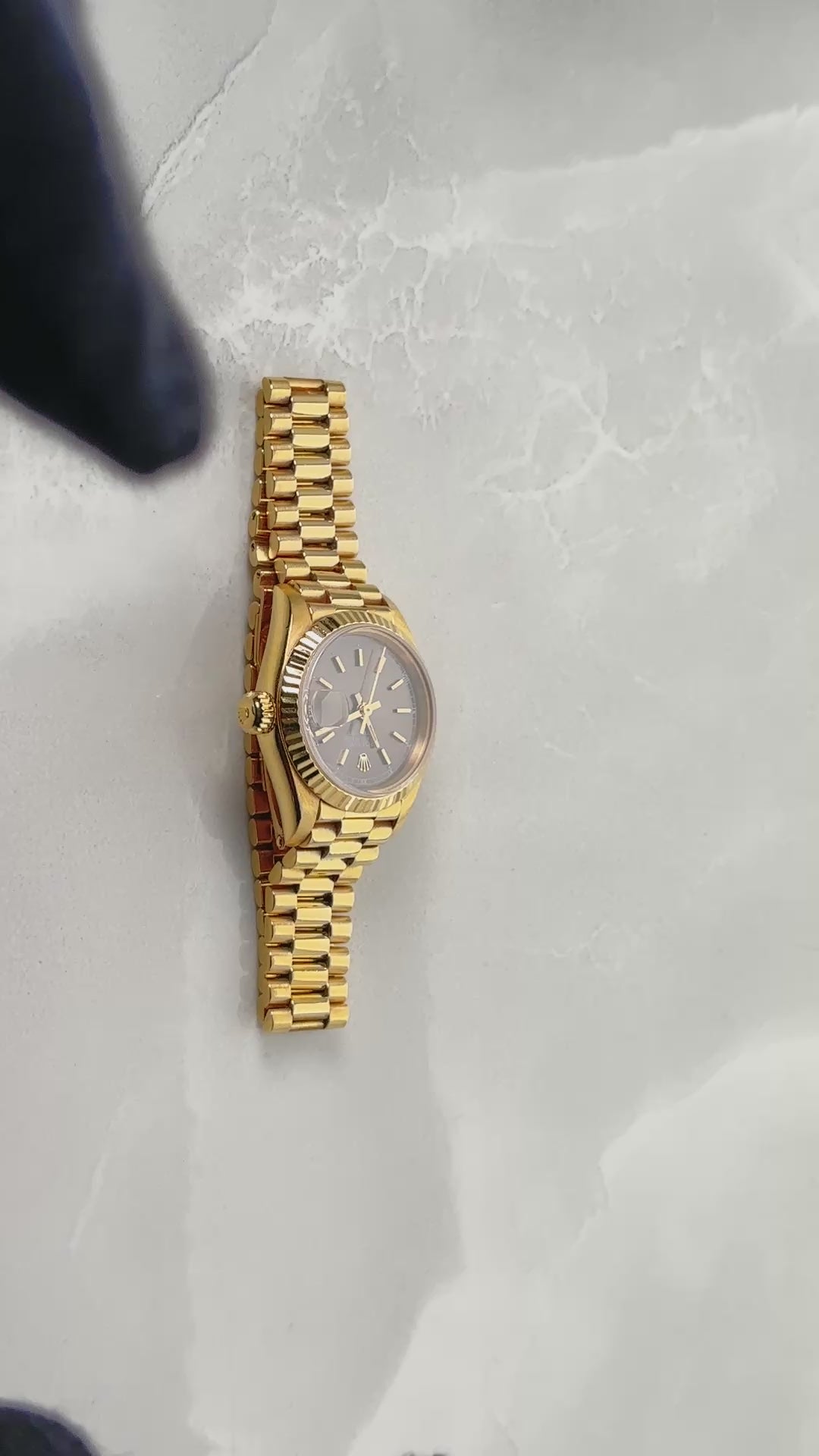 ROLEX LADY DATEJUST 26MM 18K YELLOW GOLD GRAY DIAL PRESIDENT WATCH 69178