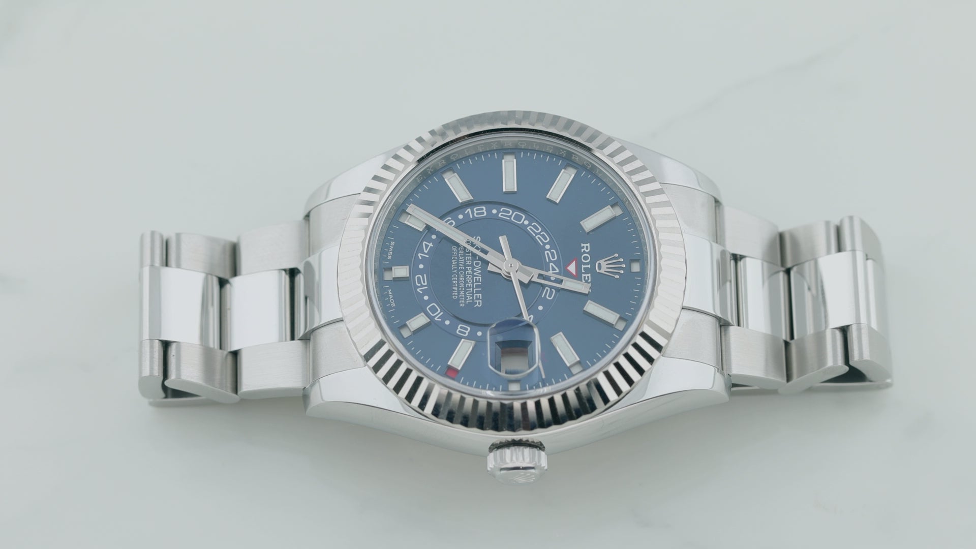 Rolex Sky-Dweller 42MM 326934 Blue Dial Fluted Bezel Stainless Steel Oyster Bracelet