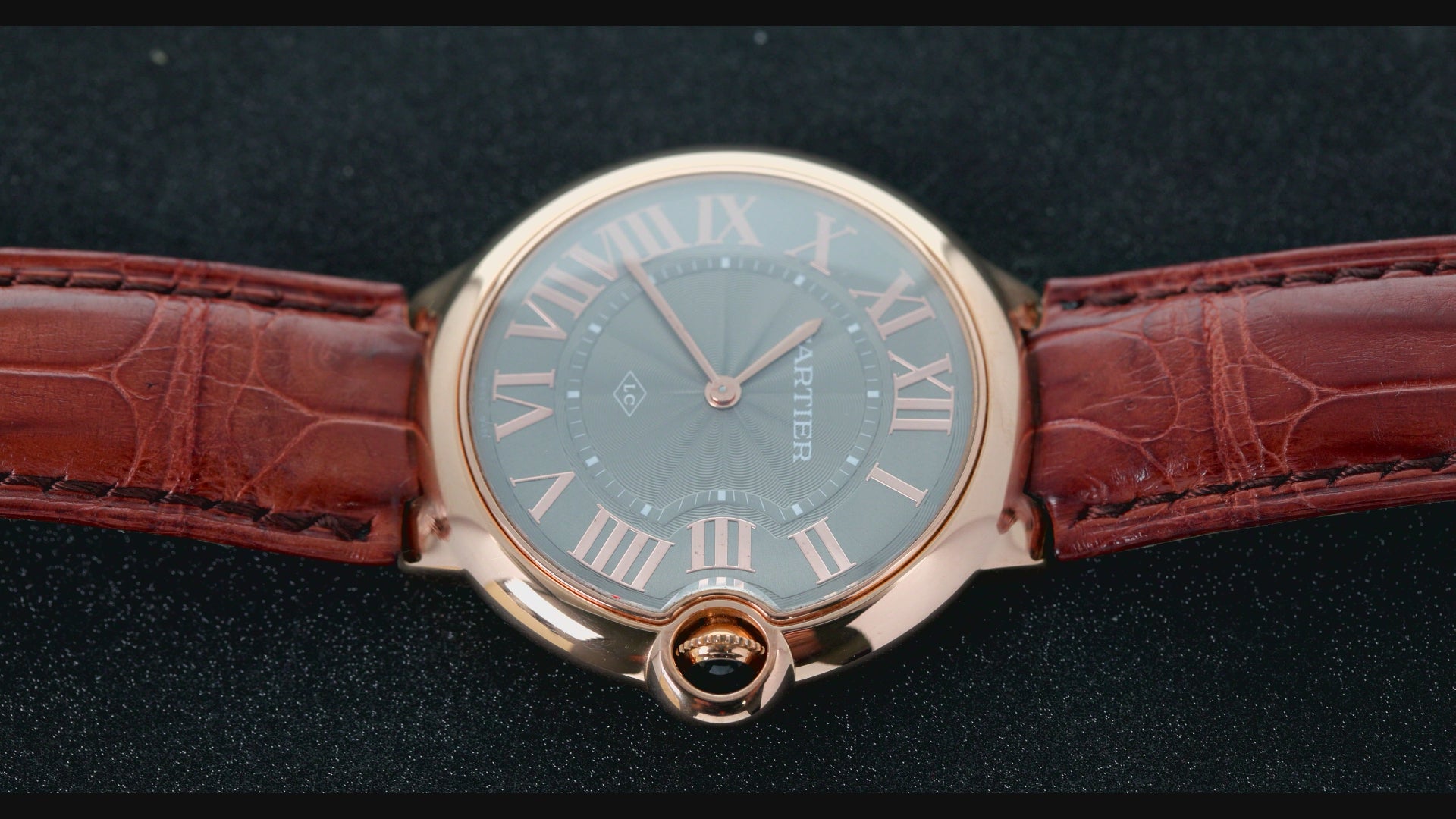 CARTIER BALLON BLEU DE CARTIER W6920089 40MM GRAY GUILLOCHÉ DIAL WITH BROWN ALIGATOR LEATHER BRACELET