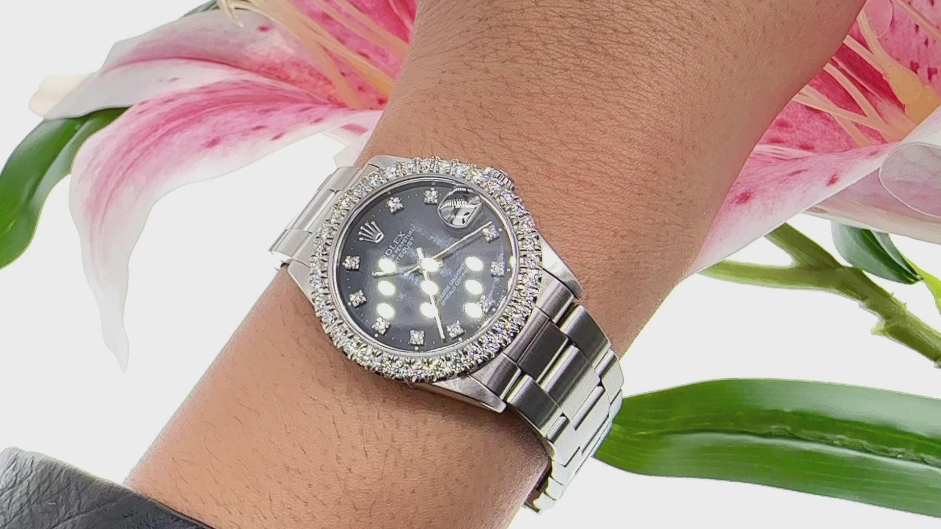 Rolex Datejust 31MM 68274 Black Diamond Dial Diamond Bezel Stainless Steel Oyster Bracelet