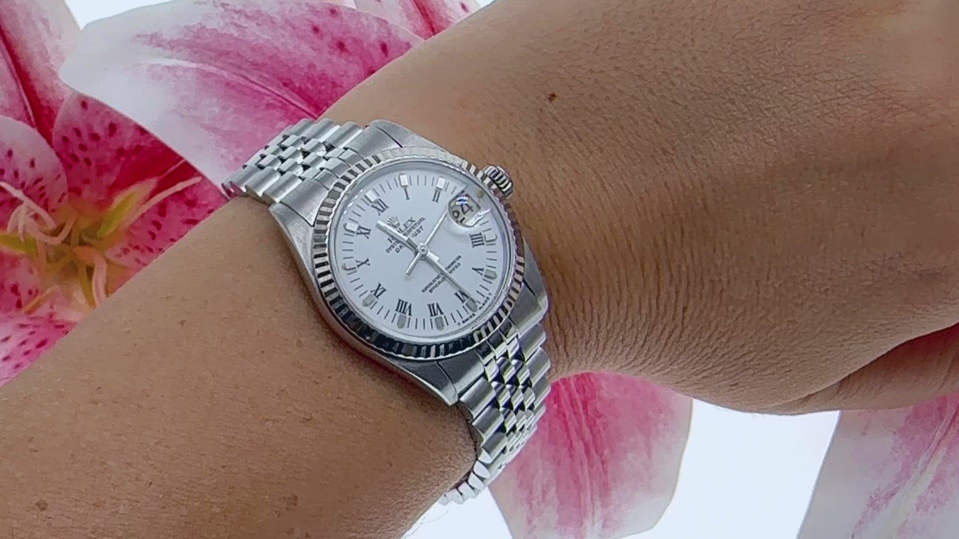 Rolex Datejust 31MM 68274 White Roman Dial Fluted Bezel Stainless Steel Jubilee Bracelet