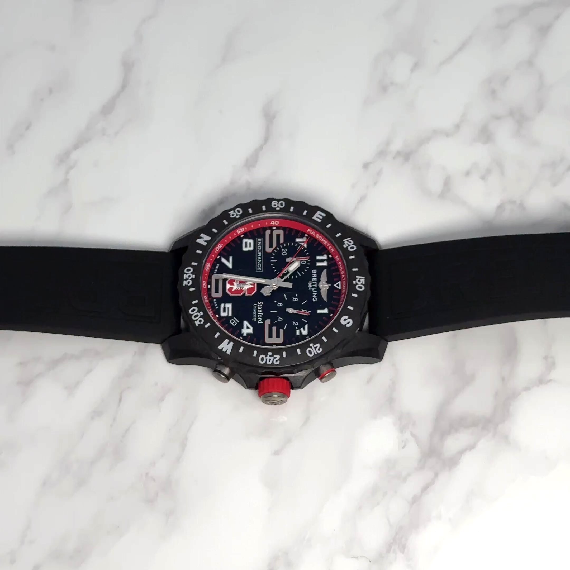 BREITLING ENDURANCE PRO STANFORD UNIVERSITY EDITION BLACK RED DIAL CHRONOGRAPH 44MM