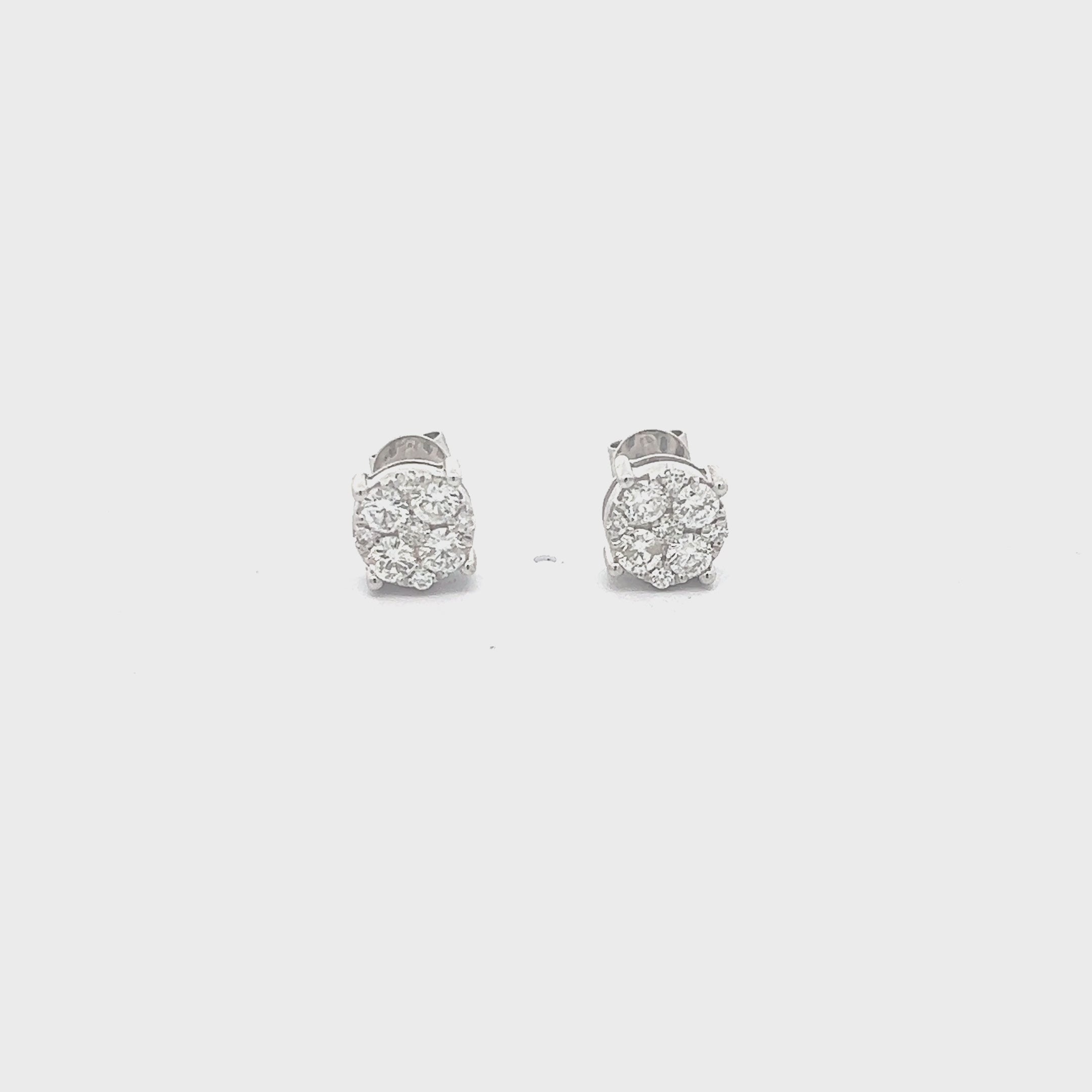 CL2340W: $10,990.00 14KW 1.28CTW DIAMOND ROUND CLUSTER EARRING STUDS WiR)CL2340W $10,990.00 14KW 1.26CTW DIAMOND ROUND CLUSTER EARRING STUDS__2024-04-18-14-49-38.mp4