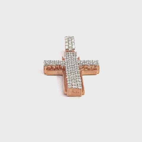 CRO564AR $16,990.00 14KR 3.00CTW DIAMOND 3-D RAISED CROSS ON GOLD BACKGROUND__2024-04-10-10-38-29.mp4