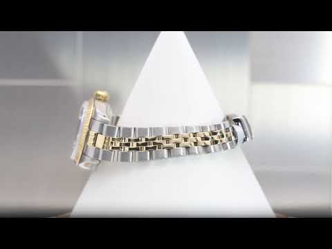 Rolex Datejust 26MM 69173 Black Roman Dial Fluted Bezel Two Tone Yellow Gold Jubilee Bracelet