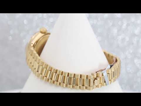 Rolex Datejust 26MM 69178 Pink Pattern Diamond Dial Bark Bezel 18K Yellow Gold President Bracelet