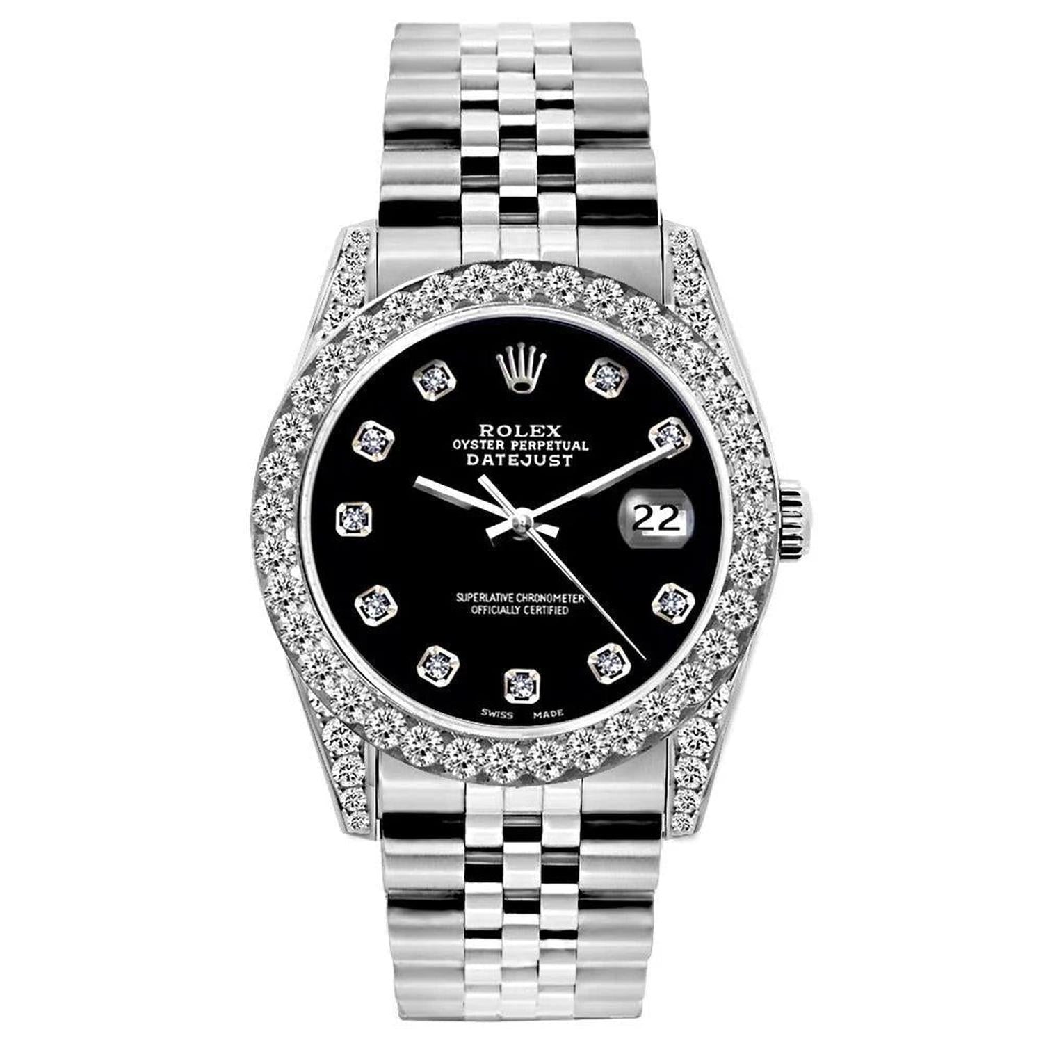 Rolex Datejust 26MM 6916 Black Diamond Dial Diamond Bezel Stainless Steel Jubilee Bracelet
