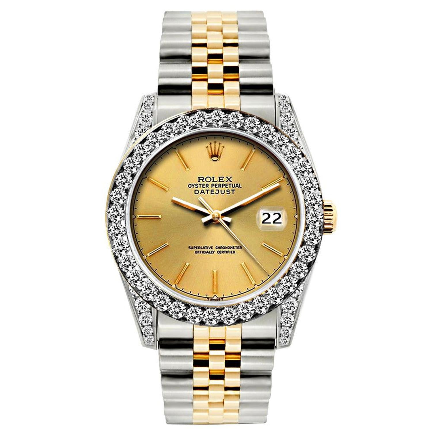 Rolex Datejust 26MM 69173 Champagne Dial Diamond Bezel Two Tone Jubilee Bracelet 1.2ct