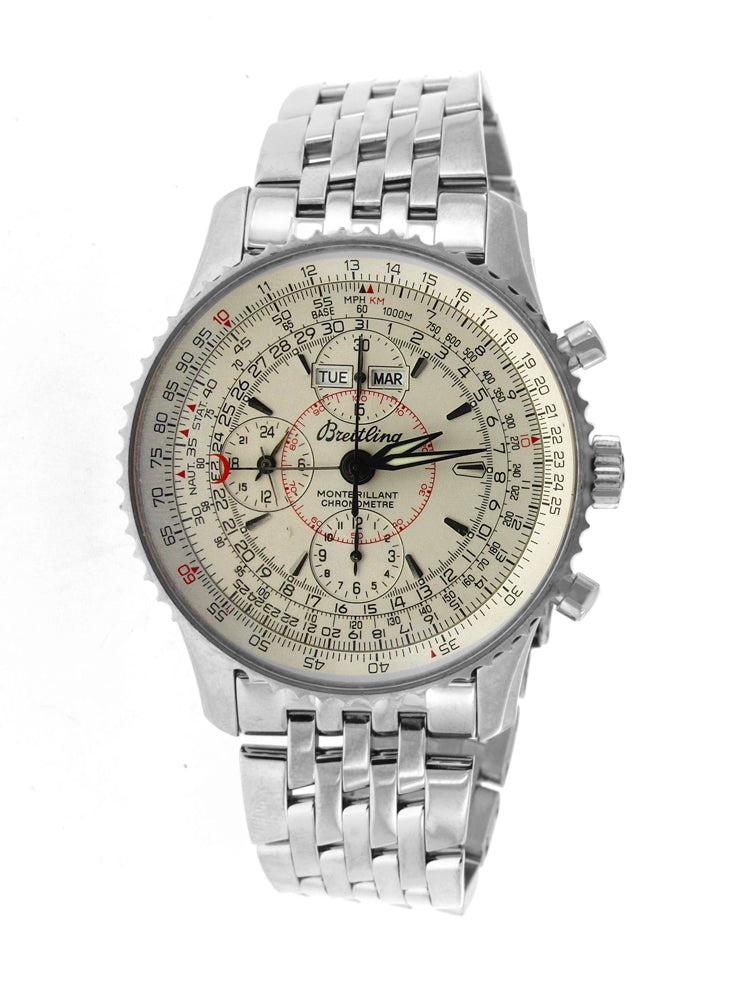 Breitling Montbrillant Datora 43MM A21330 White Dial Stainless Steel Bracelet