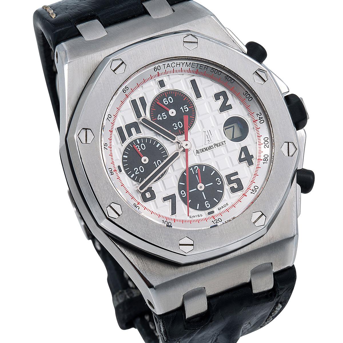 Audemars Piguet Royal Oak Offshore 42MM 26170ST White Arabic Dial Stainless Steel Bezel Black Alligator Leather Strap