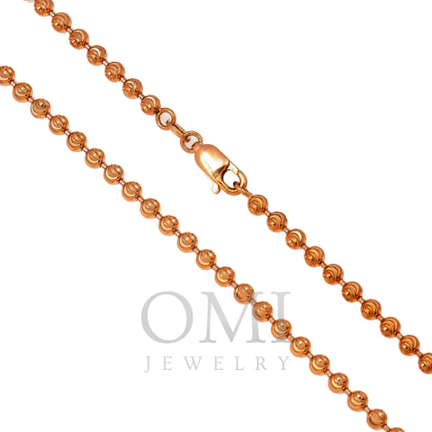 10k Rose Gold 2.3mm Moon Bead Chain Available In Sizes 18