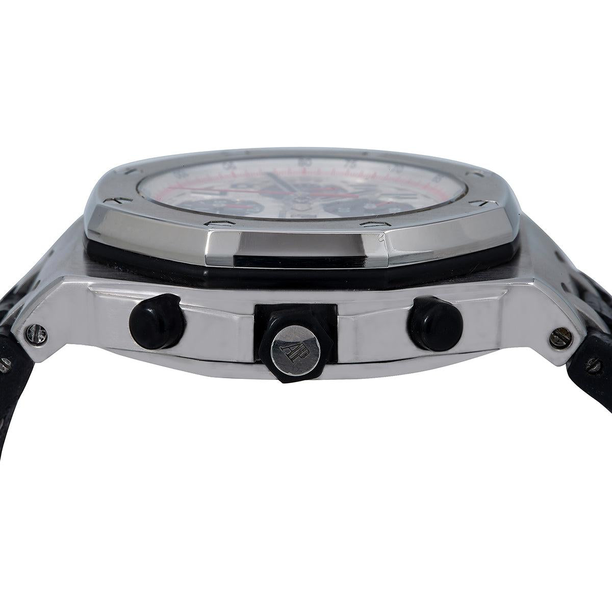 Audemars Piguet Royal Oak Offshore 42MM 26170ST White Arabic Dial Stainless Steel Bezel Black Alligator Leather Strap