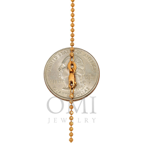 10K Rose Gold 1.73mm Moon Bead Chain Available In Sizes 18