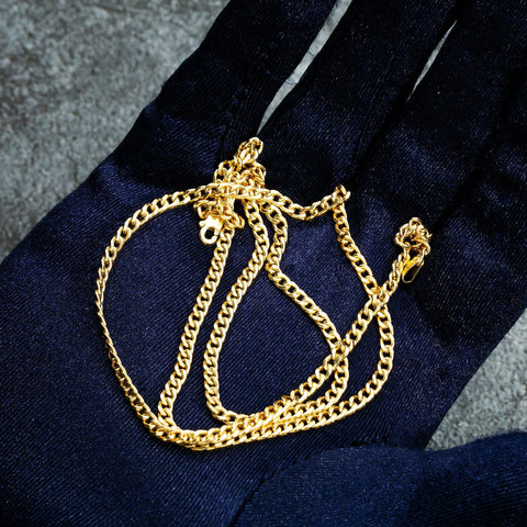 10k Yellow Gold 3mm Hollow Cuban Chain Available In Sizes 18