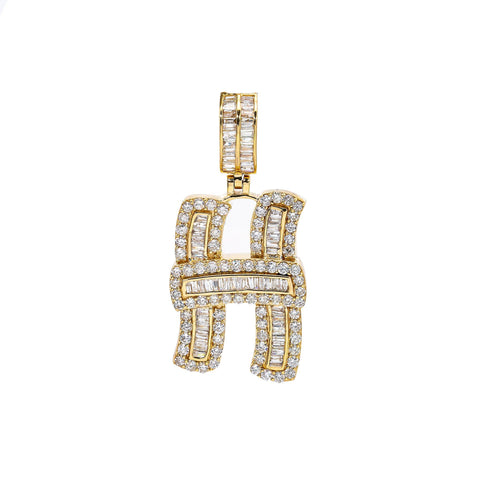 UNISEX DIAMOND INITIAL H ITALIC PENDANT WITH 2.46CT DIAMONDS