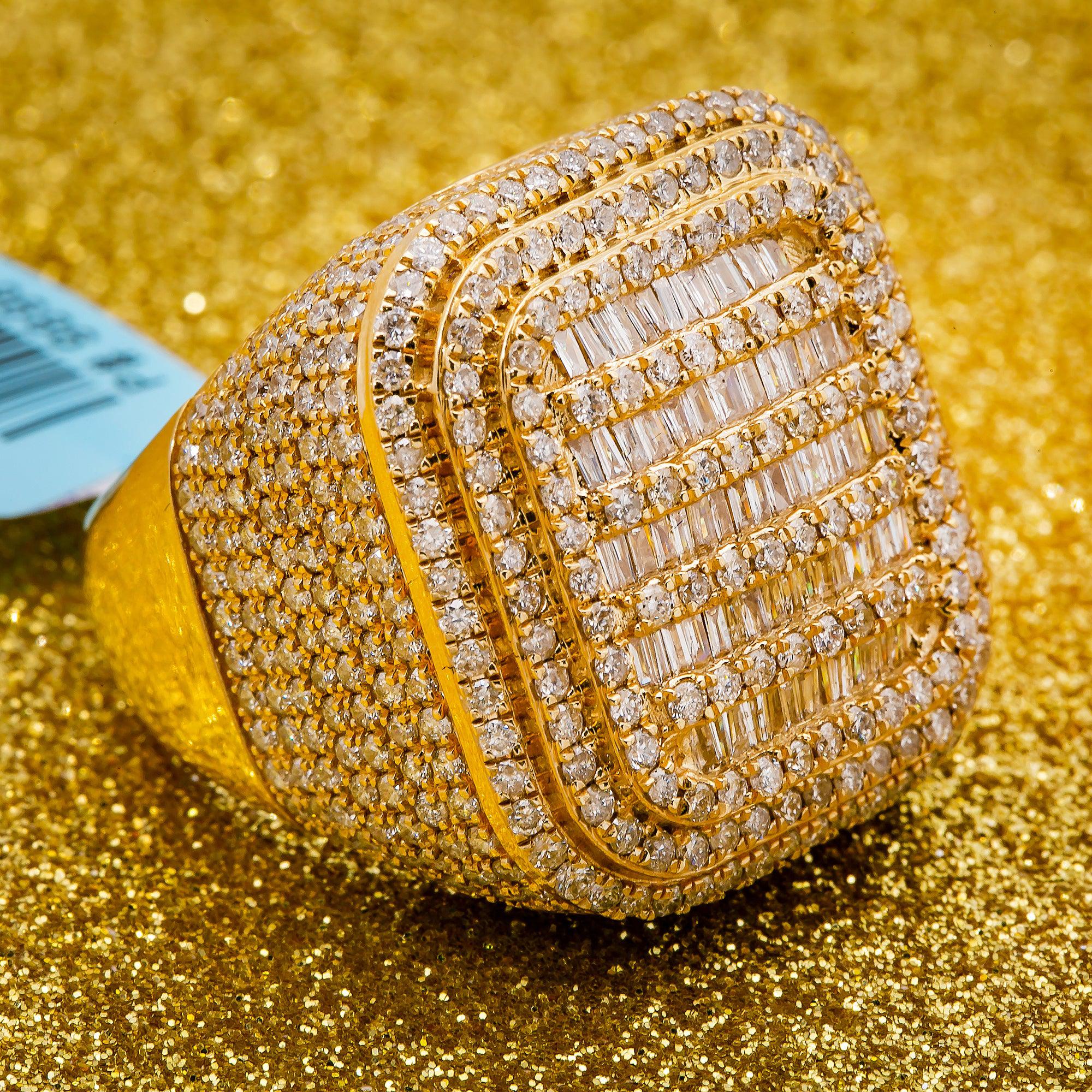 14K YELLOW GOLD MEN'S RING WITH 5.44 CT DIAMONDS