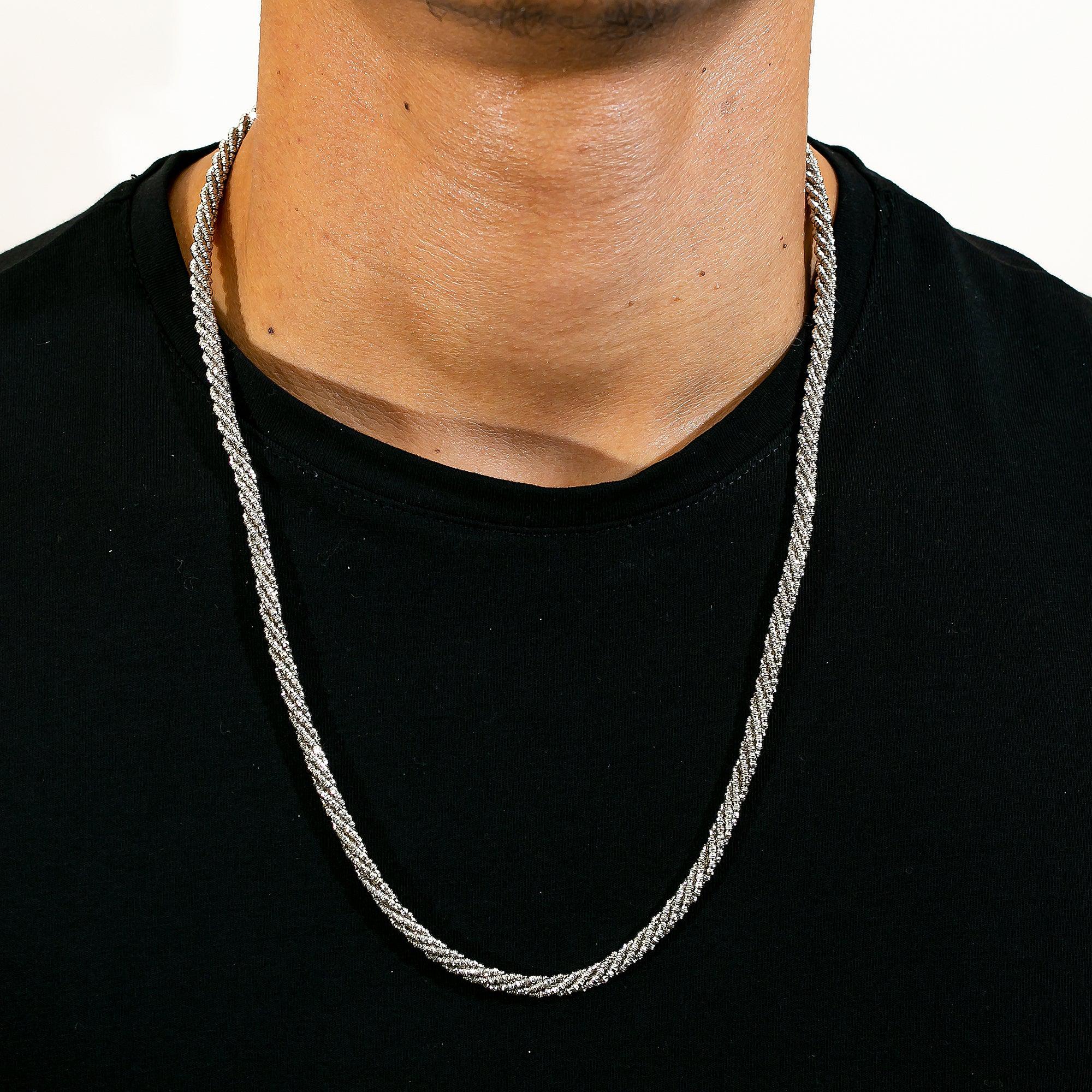 10k White Gold 4.54mm Moon Laser Chain Available In Sizes 18"-26"
