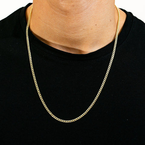 10k Yellow Gold 3mm Hollow Cuban Chain Available In Sizes 18